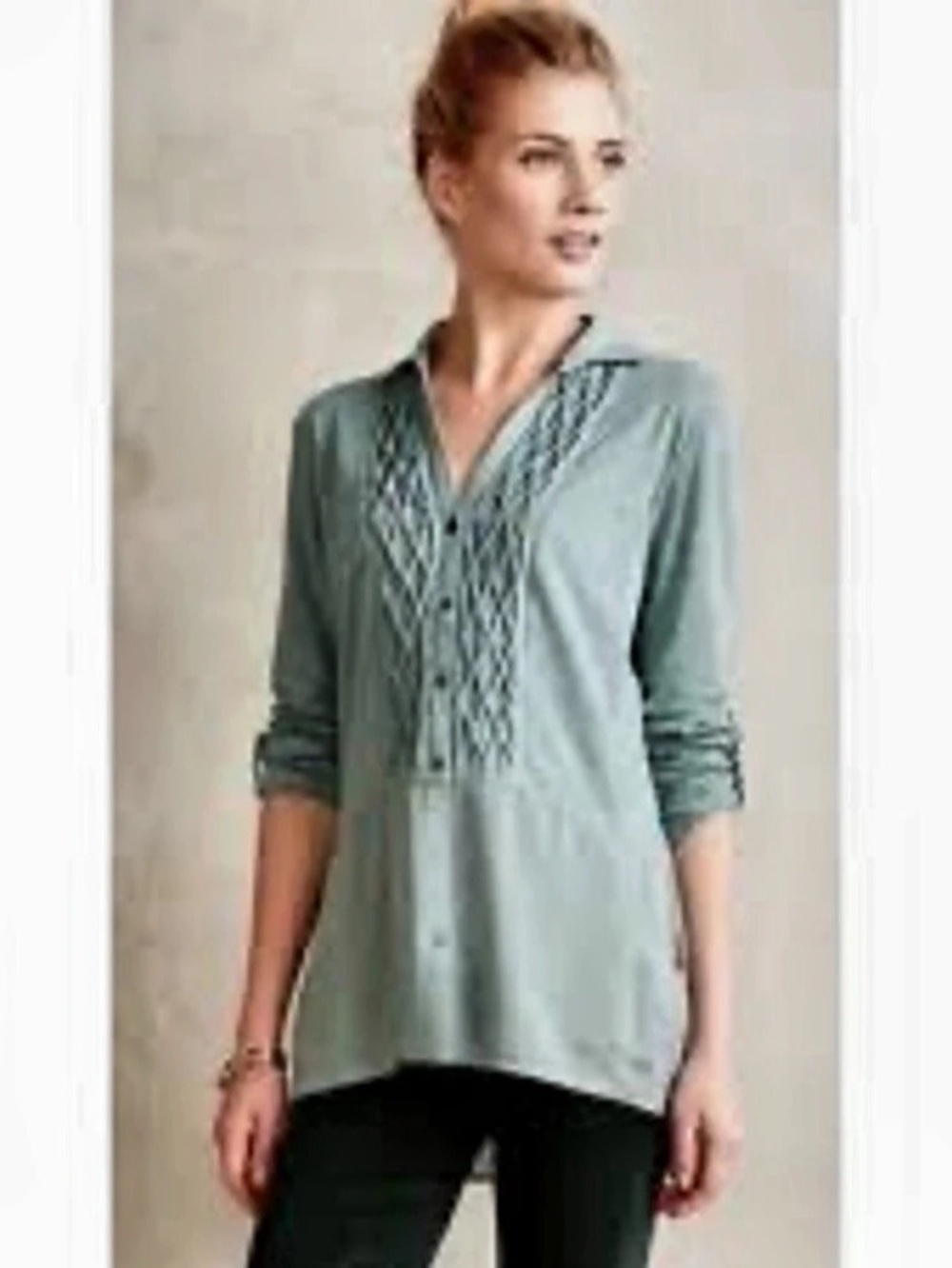Anthropologie Meadow Rue Reha Tunic Green Small